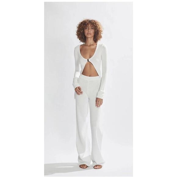 ONE MILE Archie Pants in White Womens Size M Knit - Picture 1 of 7